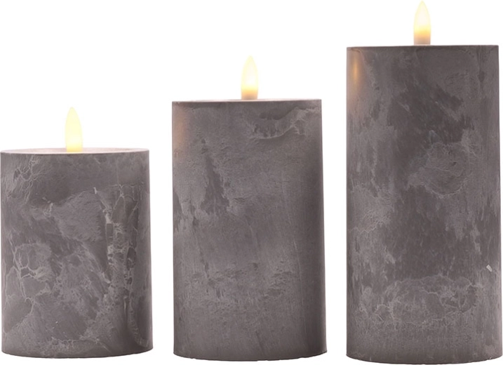 Solight set de velas LED con temporizador en decoración de mármol gris 10/12,5/15 cm