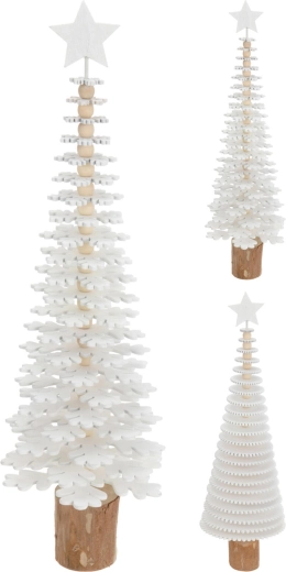Decoración navideña árbol de madera blanca 40 × 12 cm, mix de formas