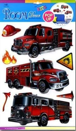 Decoración mural 3D – bomberos y camiones de bomberos
