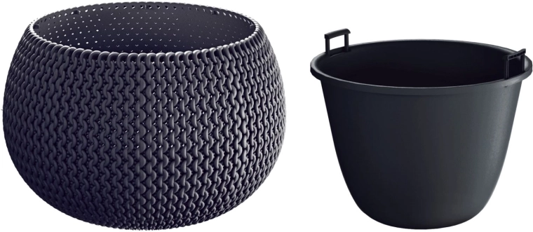 Macetero Splofy Bowl con inserto 37 cm antracita