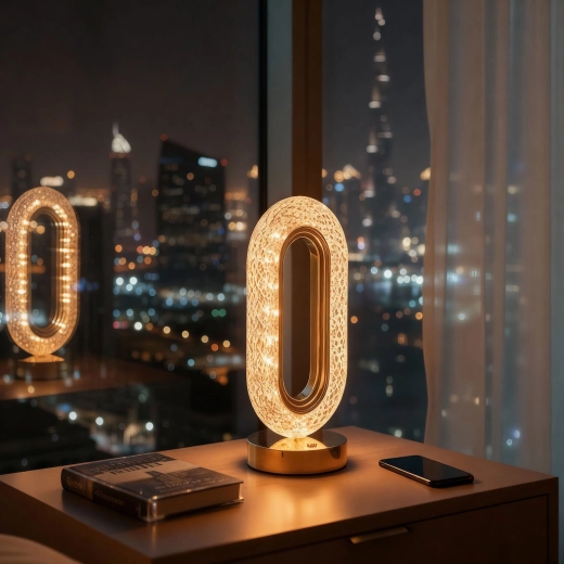 Lámpara de mesa dorada recargable con temperatura de luz y brillo ajustables