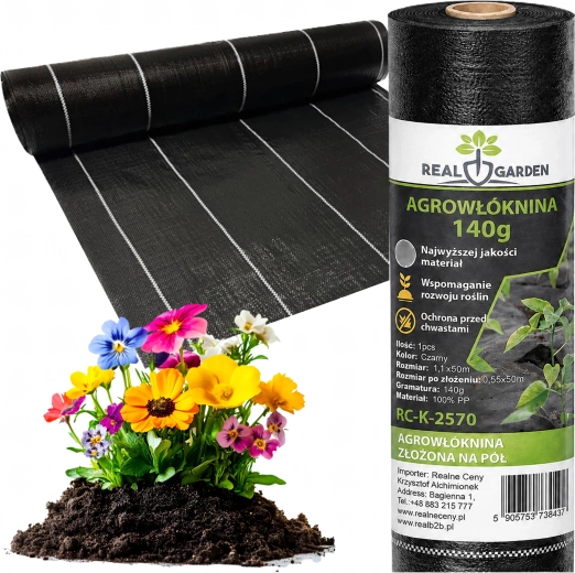 Agrotextil negro contra las malas hierbas 140 g/m² 1,1 × 50 m (UV)