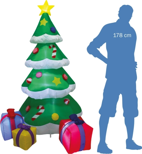 Árbol de Navidad hinchable luminoso con regalos 183 cm