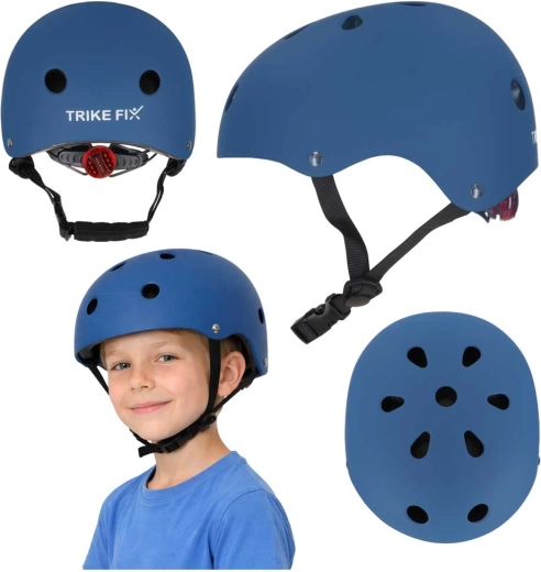 Casco ciclista infantil con LED TRIKE FIX, talla M (55–58 cm), azul oscuro