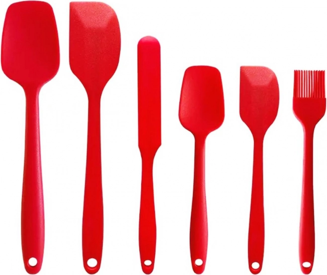 Juego de utensilios de cocina 6 piezas – equipamiento de silicona rojo
