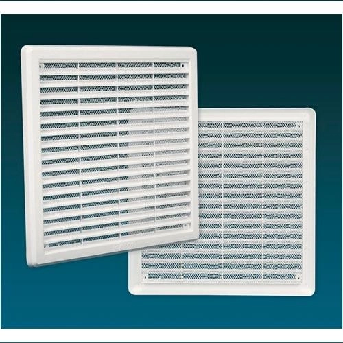 Rejilla de ventilación con malla, 250 × 250 mm, blanca