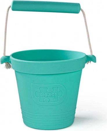 Cubo de playa de silicona BIGJIGS TOYS – turquesa