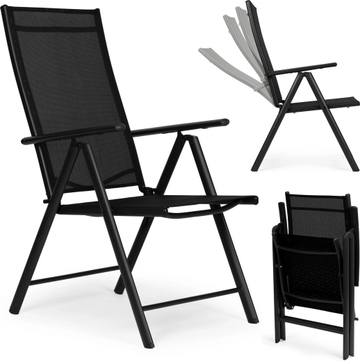 Silla de jardín plegable con respaldo ajustable, negra, MULTIGARDEN