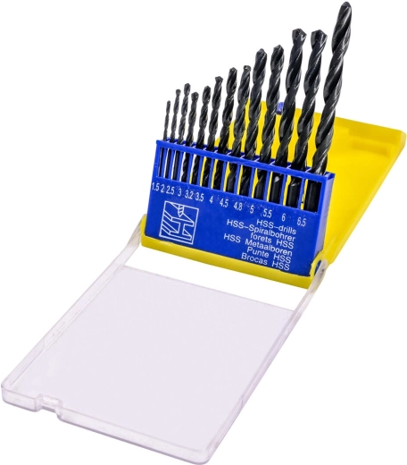 Juego de brocas HSS para metal 1,5–8 mm, 13 uds.