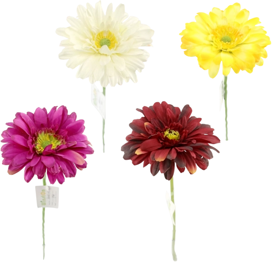 Gerbera artificial con tallo 56 cm, mezcla de colores, 60 uds