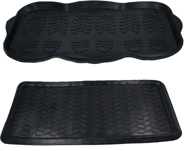 Alfombrilla rectangular de goma con borde antigoteo 70 × 40 cm negra