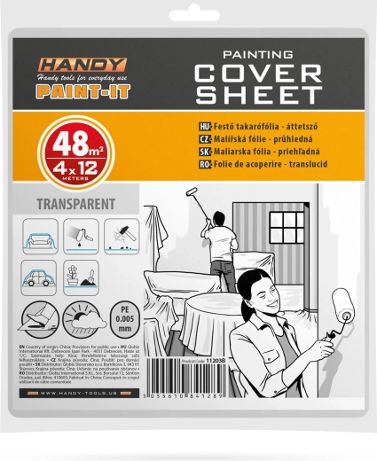 Lámina protectora para pintar de PE, 4 × 12 m, 5 micras