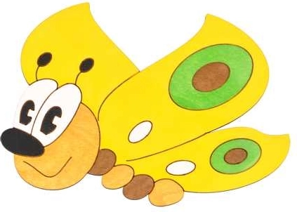 Decoración de madera mediana mariposa amarilla