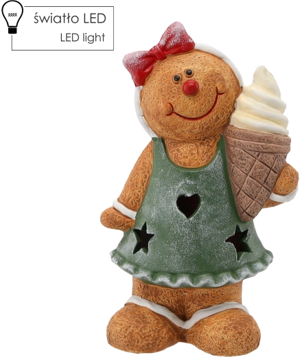 Figura navideña de hombrecito de jengibre con LED 14 × 10 × 23 cm