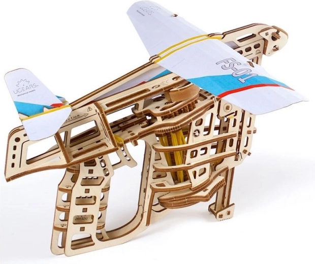 Ugears rompecabezas mecánico 3D de madera: avión lanzador