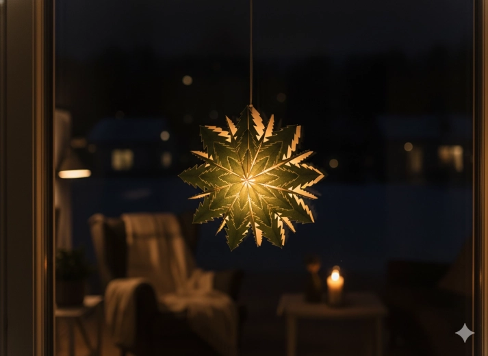 Estrella de papel de doble capa 50 cm verde