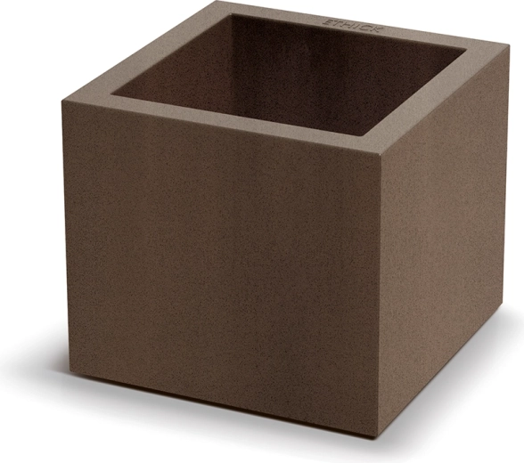 Maceta Cubla Square Slim 29 cm – cubo de plástico marrón óxido para interior y exterior