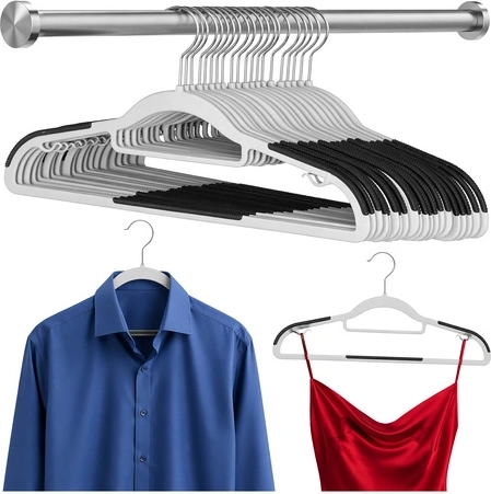Perchas antideslizantes para ropa Ruhhy 20 uds gris slim 42 cm
