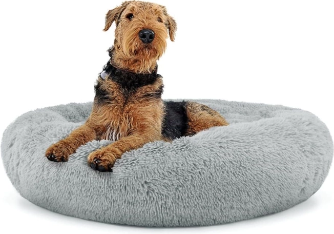 Cama universal de felpa para perros y gatos, 80 cm - gris claro
