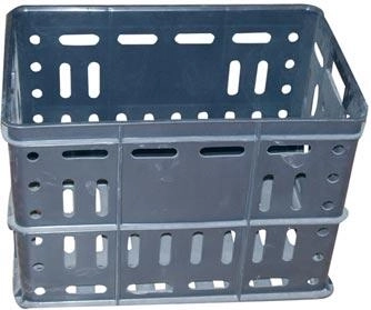 Caja de transporte de plástico alta 60 × 40 × 42 cm, negra, capacidad de carga 30 kg