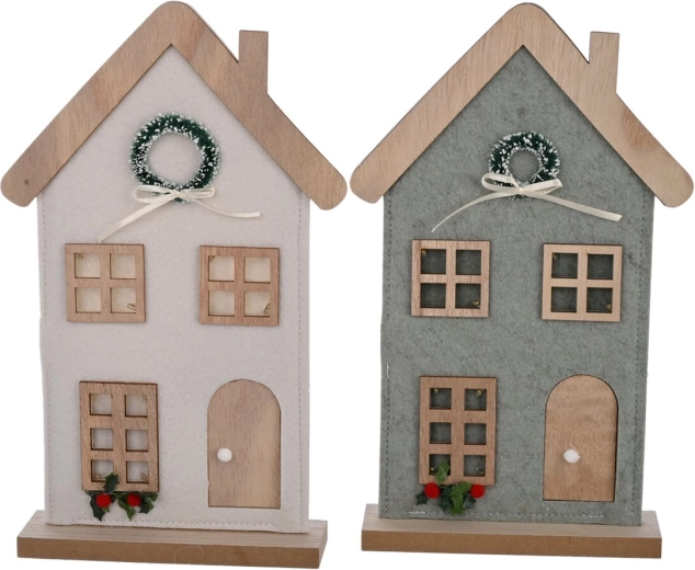 Casita decorativa de madera con iluminación LED 28 cm (2 variantes)