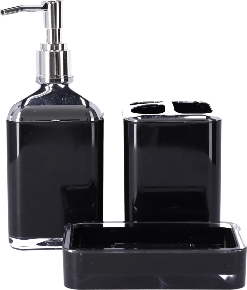 Juego de baño 3 piezas BERRETTI, negro + cromo