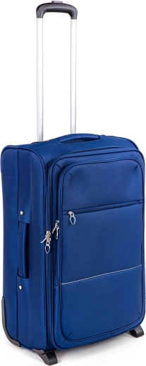 Maleta de viaje textil de 64 l con dos ruedas, azul