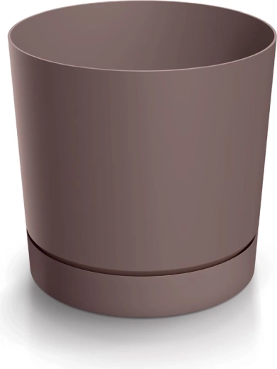 Maceta con plato TUBO P 17,8 cm marsala