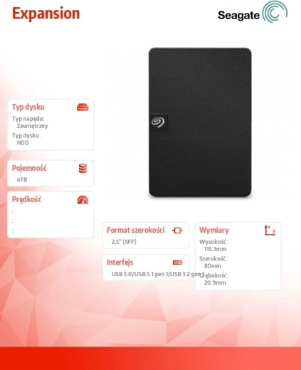 Disco duro externo Seagate Expansion 4 TB 2,5" negro