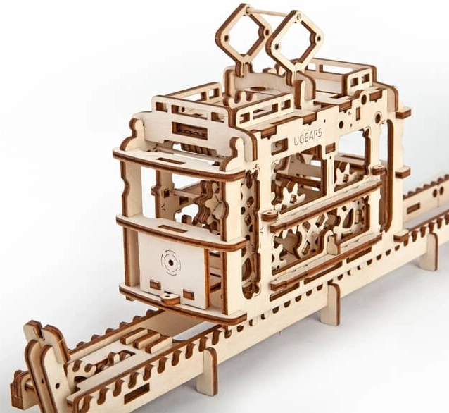 Teleférico de cabina Ugears con pista – rompecabezas mecánico 3D de madera