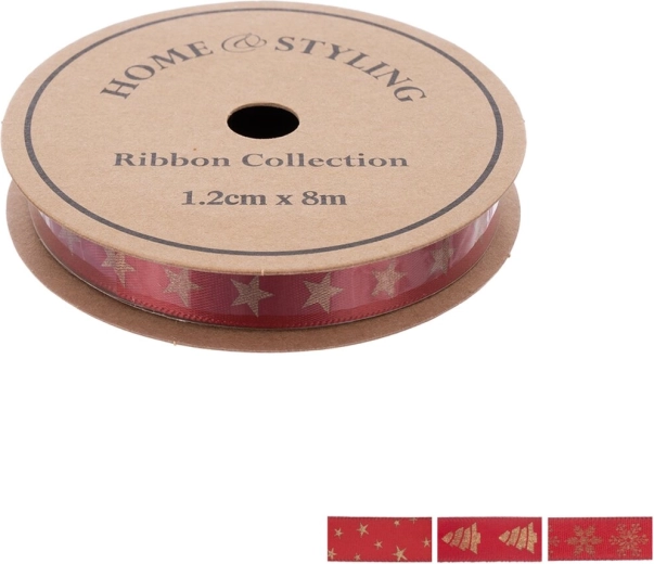 Home & Styling cinta navideña de poliéster 8 m burdeos mix