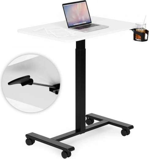 Mesa móvil con altura regulable para portátil ModernHome 70 × 48 cm blanca