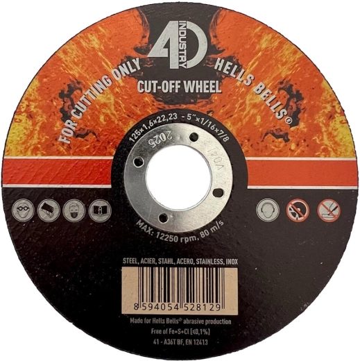 Disco de corte para acero e inoxidable 125 × 1,6 × 22,2 mm