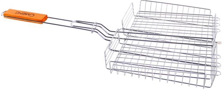 Parrilla profunda para barbacoa Camping 31 × 24 cm con altura ajustable