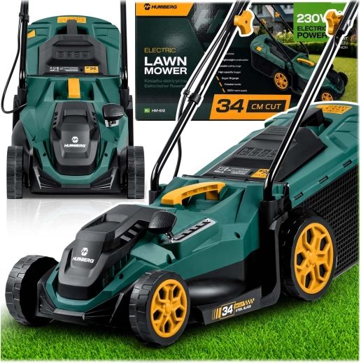 Humberg hm-612 cortacésped eléctrico 1400 w, ancho de corte 34 cm