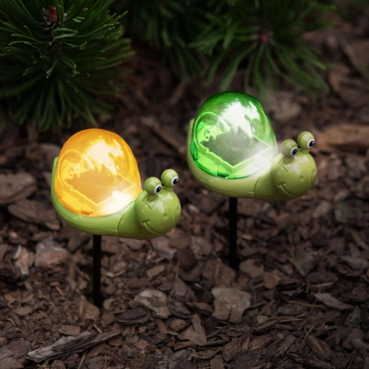 Luz LED solar de estaca con forma de caracol - 1 unidad