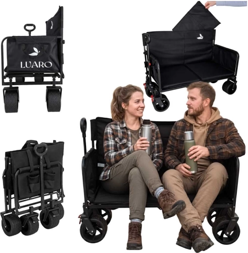 Carro de transporte plegable Luaro con asiento y respaldo