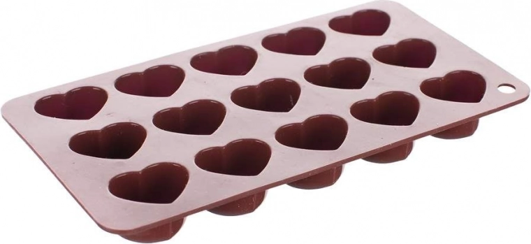 Molde de silicona para chocolate – 15 corazoncitos BANQUET Culinaria Brown