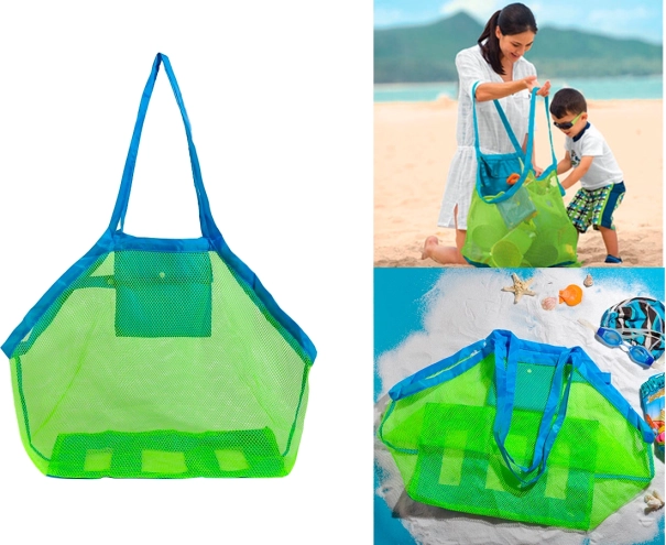Bolsa grande de playa de malla para juguetes - Azul