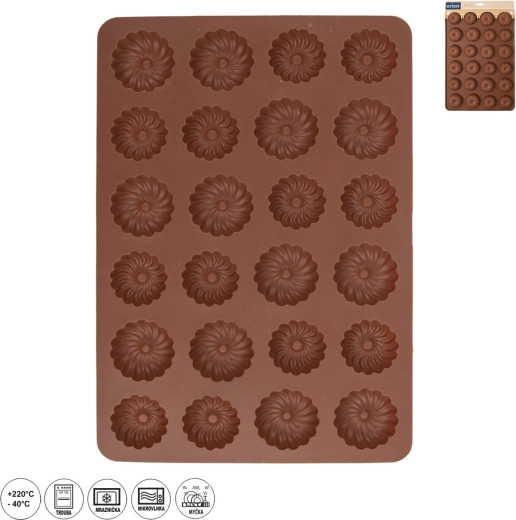 Molde de silicona para galletas marrón Sillinie, 24 flores