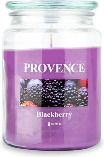 Vela aromática en vaso de cristal Provence con aroma de moras