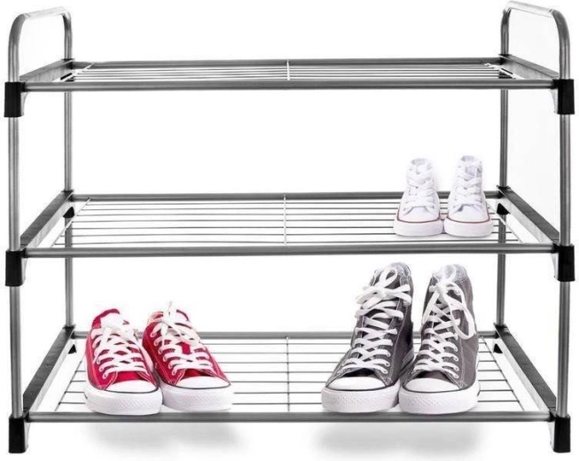 Zapatero metálico de 3 niveles 65,5 × 30 × 54 cm