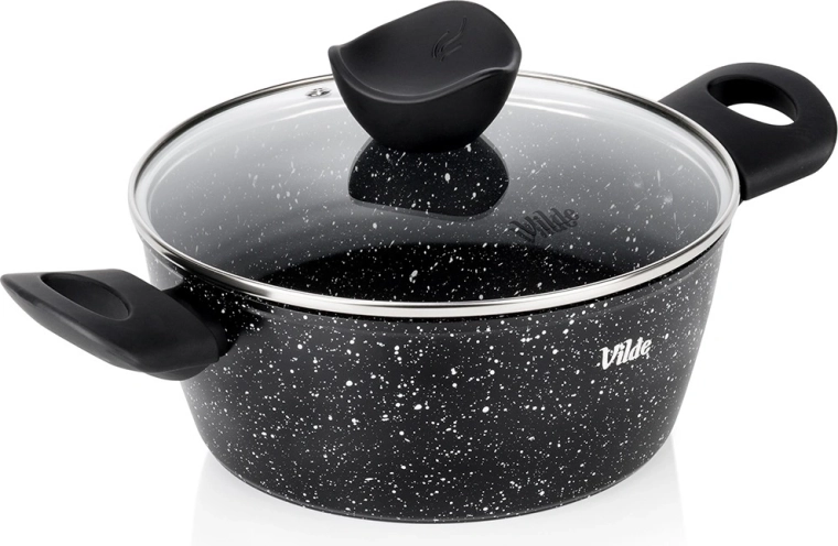 Olla de granito con tapa de vidrio 20 cm, 2,2 l – Vilde Granitica Line