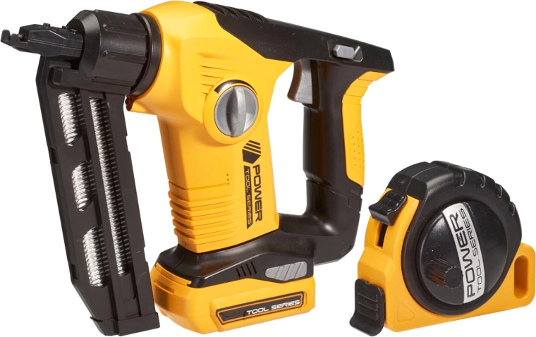 Set infantil de grapadora con luz y sonido y cinta métrica, 2 piezas