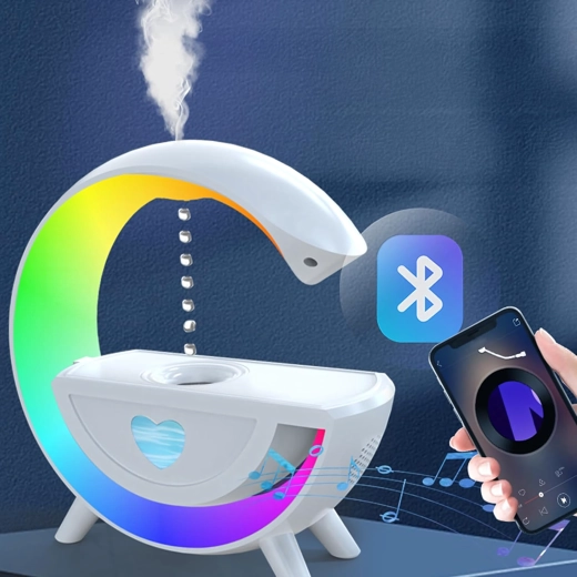 Humidificador de aire antigravedad con aromaterapia, lámpara nocturna RGB y altavoz Bluetooth