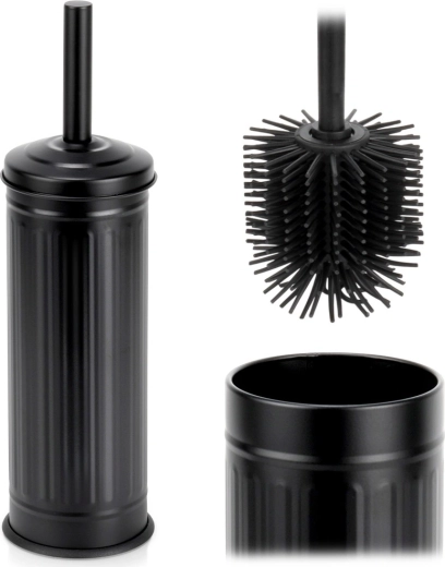 Escobilla de WC de silicona con soporte metálico, negra 37 cm