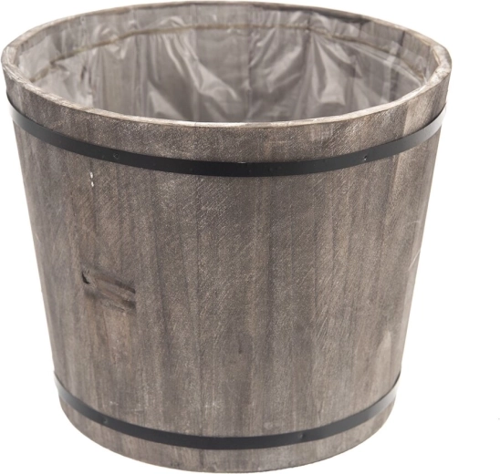 Macetero de madera y metal gris 20 × 20 × 24 cm