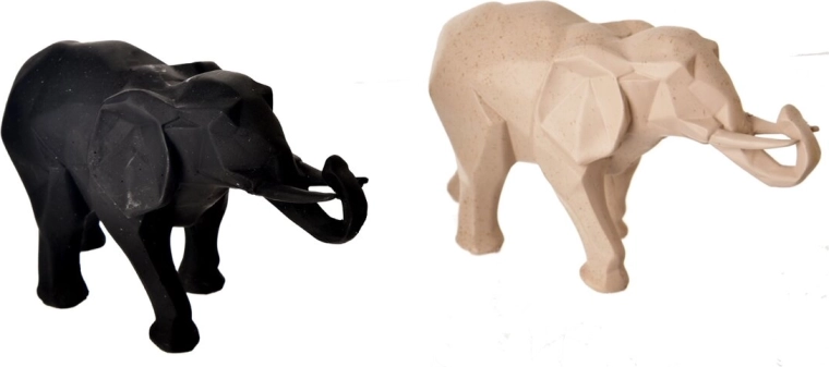 Figura decorativa de elefante GEO de polirresina, mate, 25 cm (2 variantes)