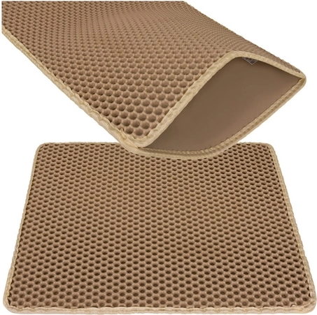 Purlov alfombrilla beige de doble capa para arenero de gatos 60 × 45 cm