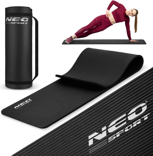 Neo Sport esterilla de fitness 183 × 60 cm, extra gruesa, negra
